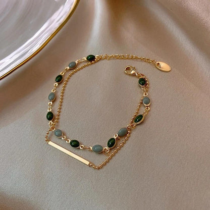 Manon – Bracelet de Pierre Verte en Or