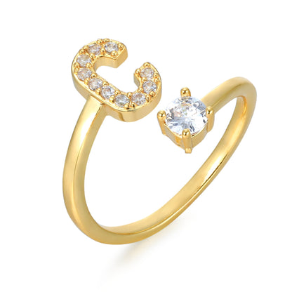 Hinako – Bague Initiale Ajustable Femme