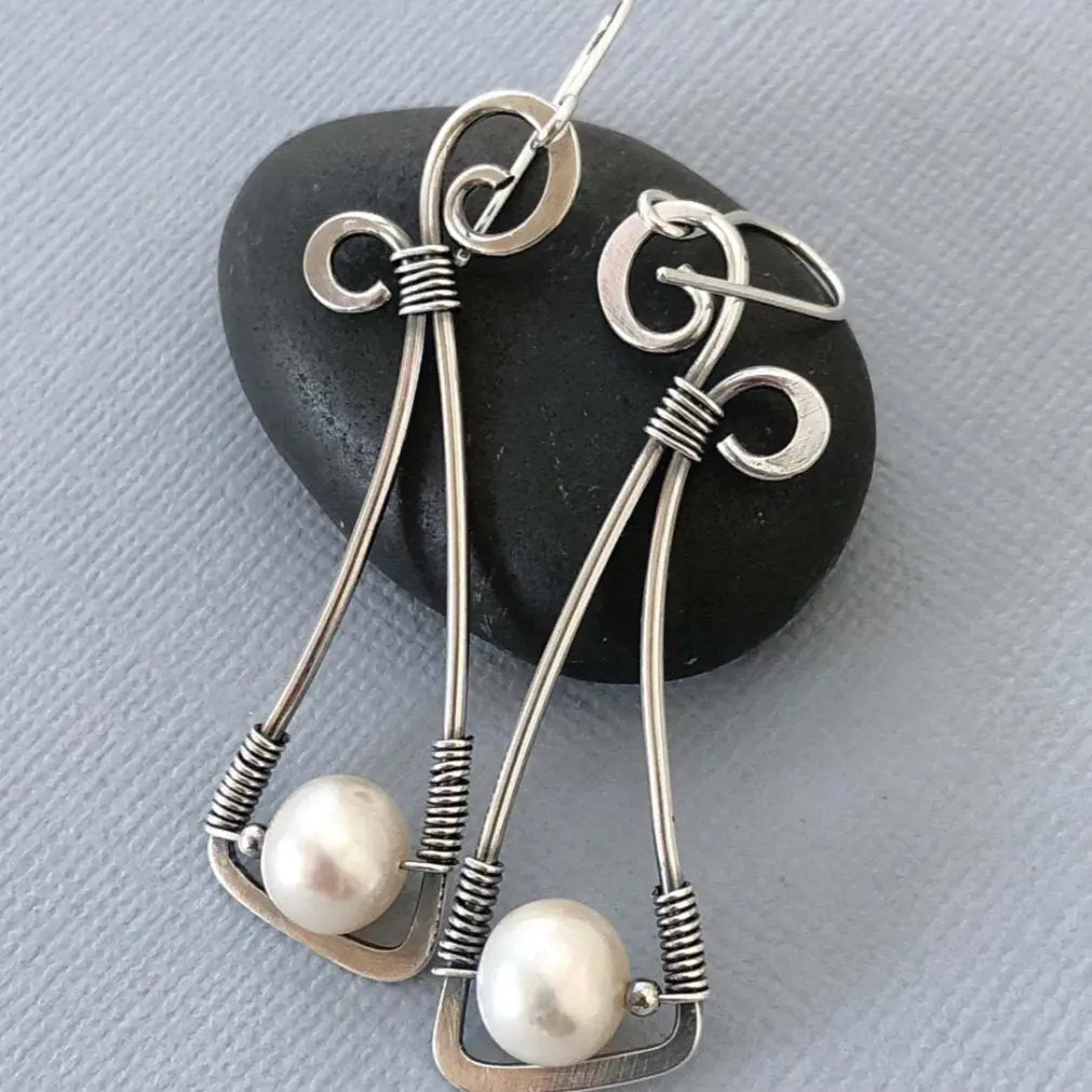 Isolde – Boucles d’Oreilles Vintage en Argent Sterling et Perles