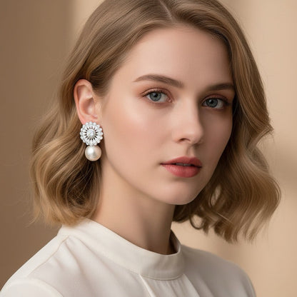 Fiona – Boucles d'Oreilles Perle et Zircon pour Femmes