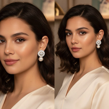 Fiona – Boucles d'Oreilles Perle et Zircon pour Femmes