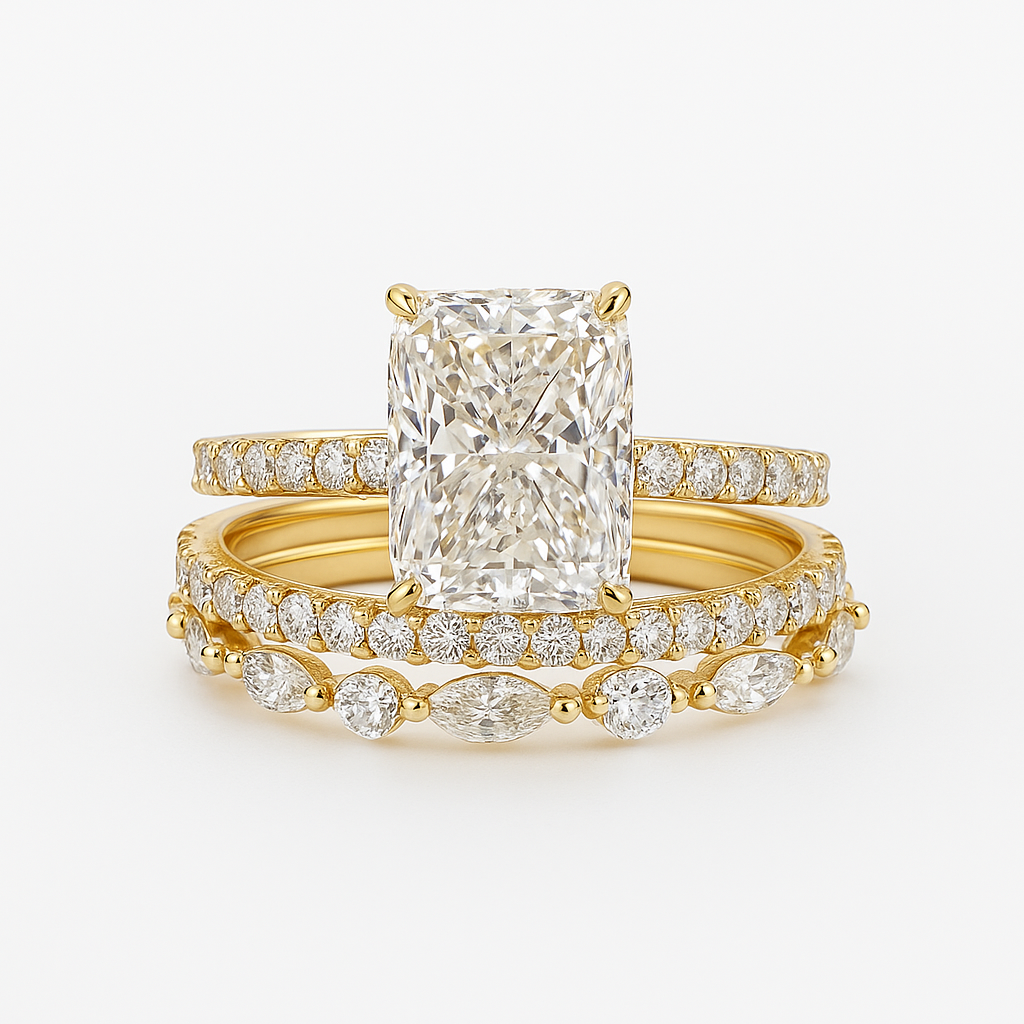 Jaily – Set de 3 Bagues de Mariage en Or 18K