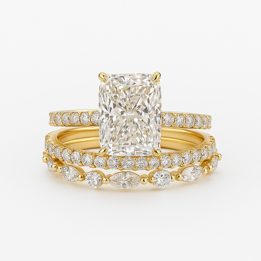 Jaily – Set de 3 Bagues de Mariage en Or 18K