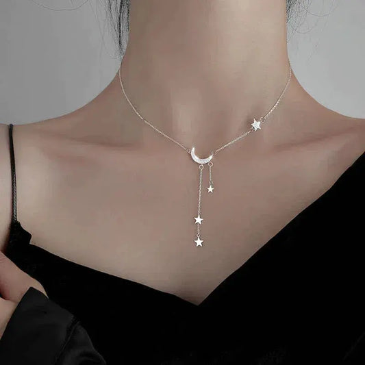 Lunara – Collier Argenté Lune et Étoiles