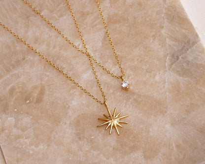 Collier Étoile Pavé – Chaîne Dorée