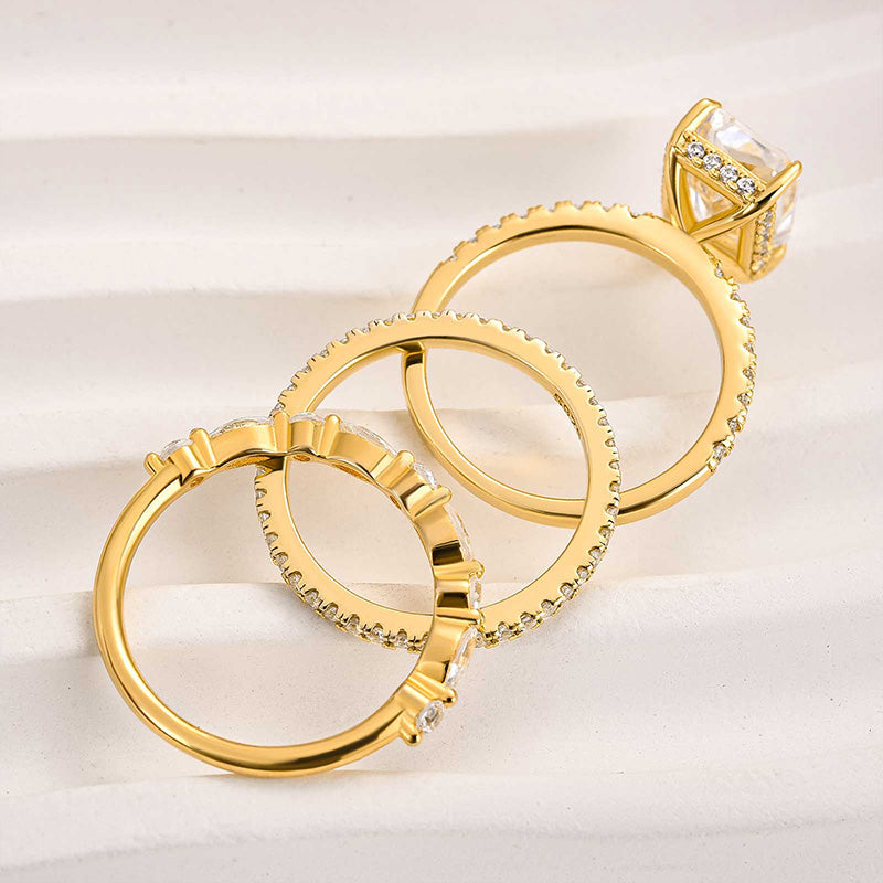 Jaily – Set de 3 Bagues de Mariage en Or 18K