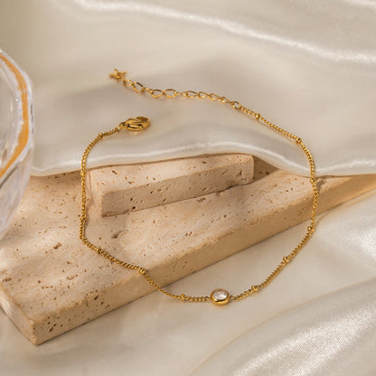 Haruki – Bracelet de Cheville Charme Cristal Doré