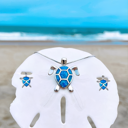 Tricia – Parure Tortue en Argent & Opale