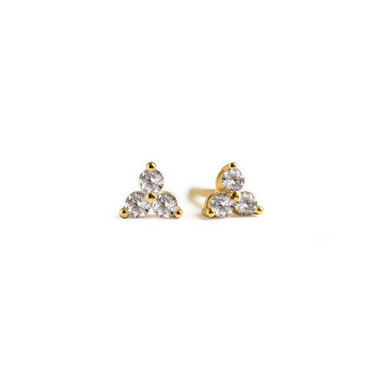 Boucles d'oreilles avec petit pavé de trèfle