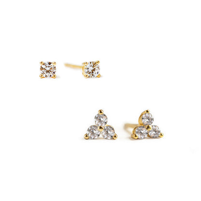 Set de Boucles d'Oreilles Pave Trèfle Minuscule