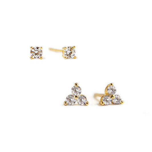Set de Boucles d'Oreilles Pave Trèfle Minuscule
