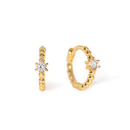 Boucles d'oreilles Huggie perles pavées