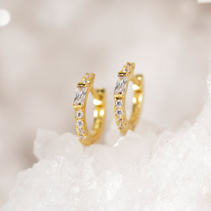 Baguette Boucles d'oreilles en Cristal Blanc