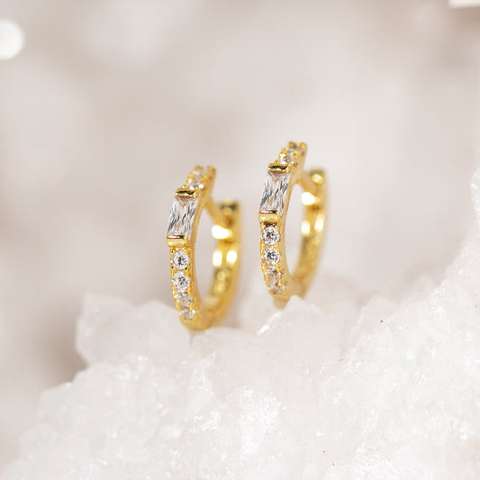 Baguette Boucles d'oreilles en Cristal Blanc