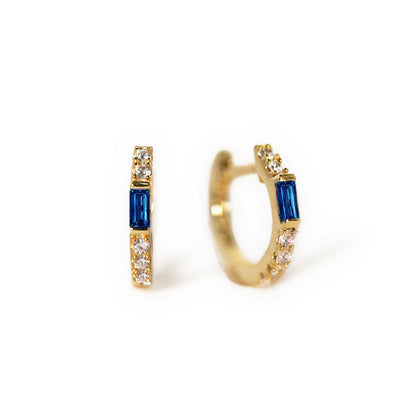 Créoles Huggie Baguette (Saphir bleu)
