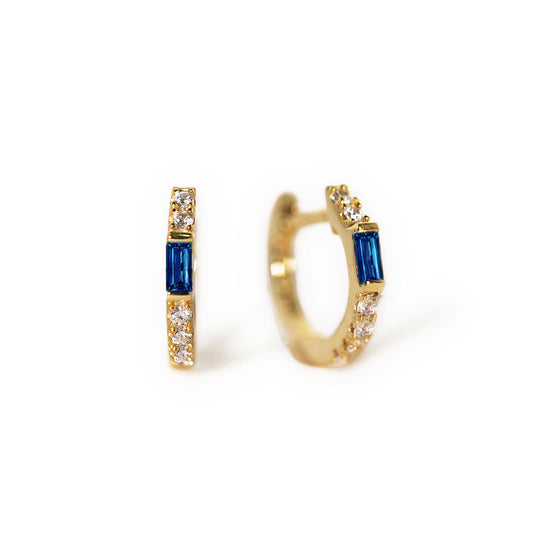 Créoles Huggie Baguette (Saphir bleu)