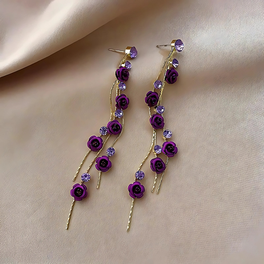 Floréa – Boucles d’Oreilles Fleurs en Chute Dorée