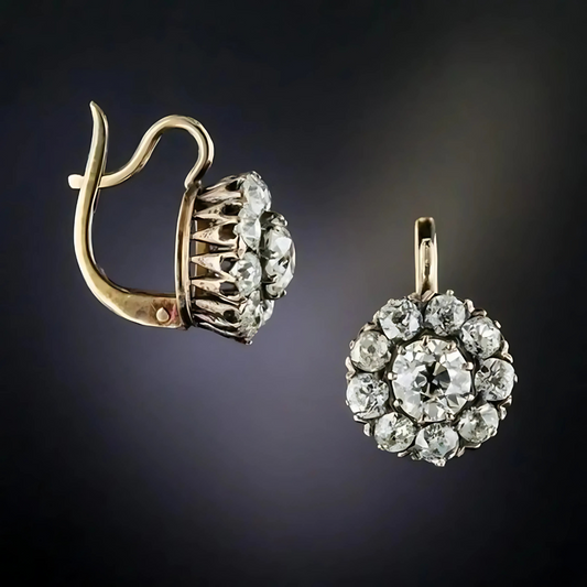 Laura – Boucles d'oreilles vintage dorées avec pierre précieuse