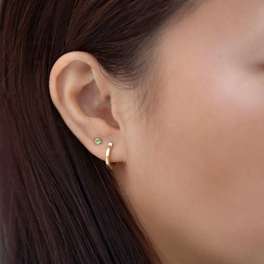Mini boucles d'oreilles en pierre de naissance (Péridot)