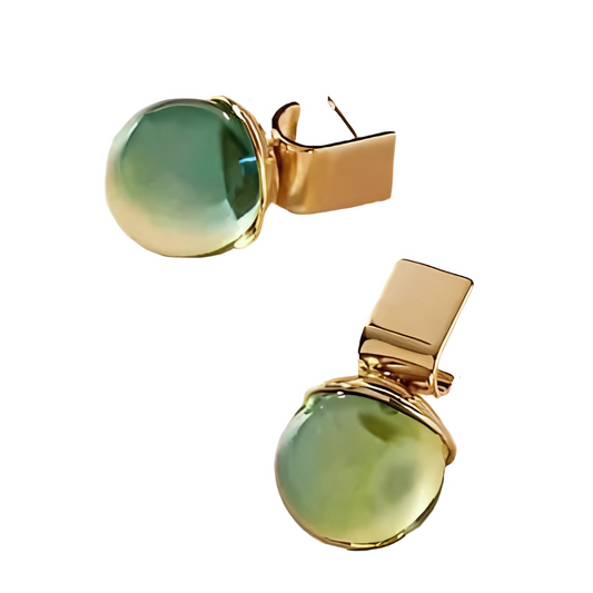 Charlie - Boucles d'oreilles vintage avec cristal vert et accents dorés