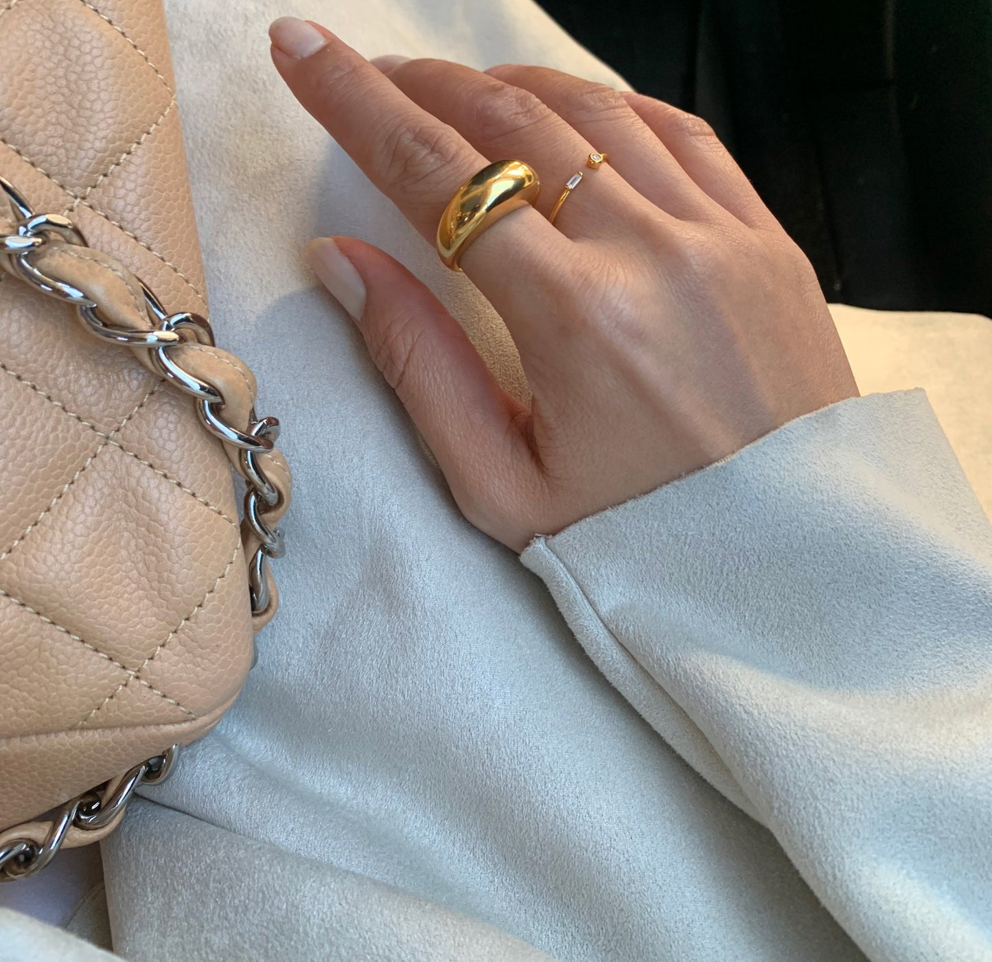 Celestine – Grande Bague Glossy en Or Véritable