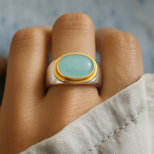 Gabi – Bague Vintage en Pierre de Lune Verte