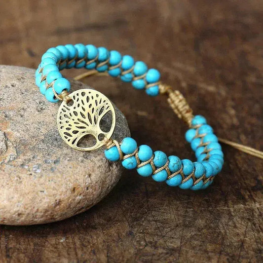 Arboréa – Bracelet Arbre de Vie en Turquoise Façonné à la Main