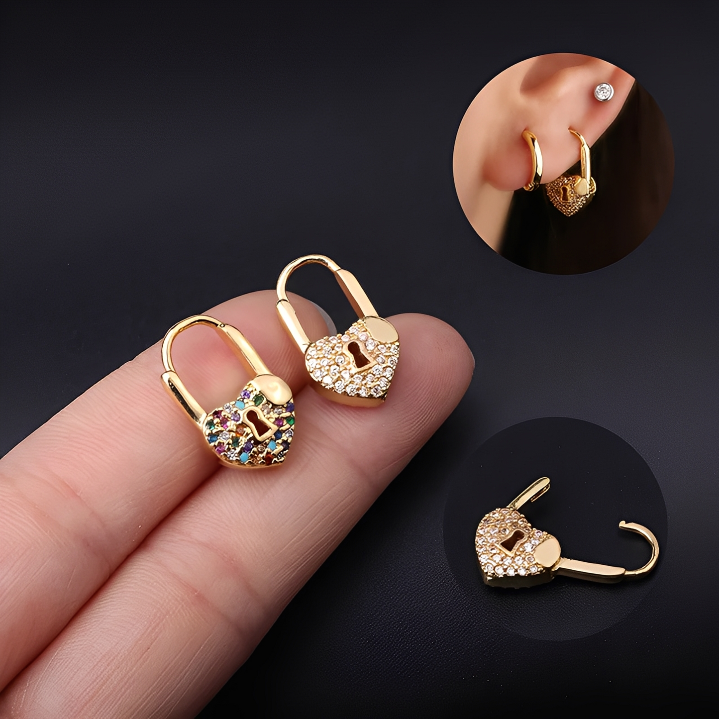 Maelya – Créoles Cadenas Cœur Dorées