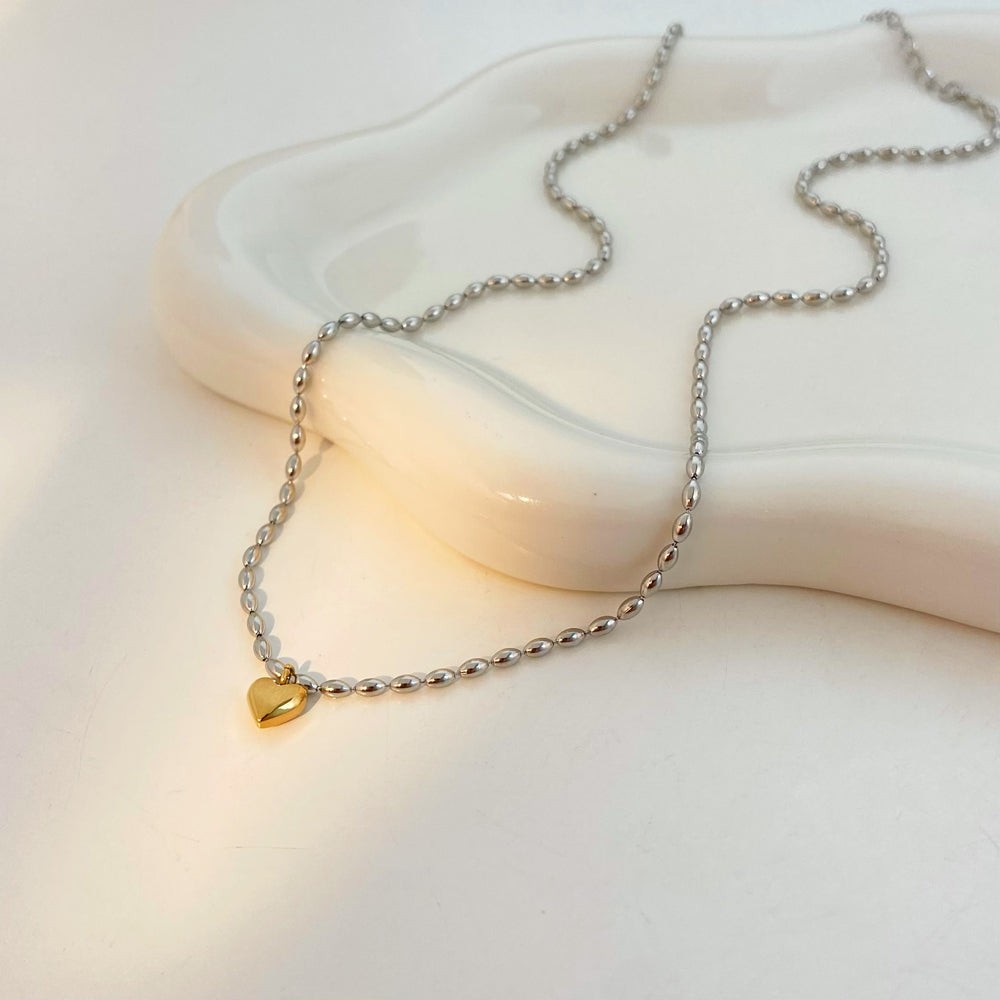 Aline – Collier Amour Bicolore Or & Argent