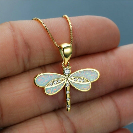 Siena – Collier de Libellule en Or avec Opale