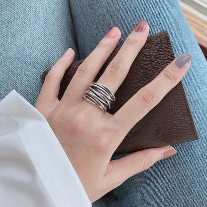 Nerea – Bague Argent Ajustable avec Couches