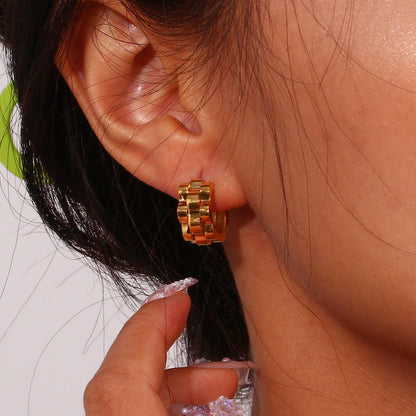 Aileen – Clous d’Oreilles Chaîne de Montre Dorés