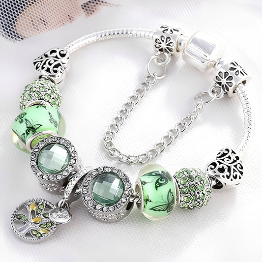 Maelys – Bracelet Raffiné Argent et Cristal Vert