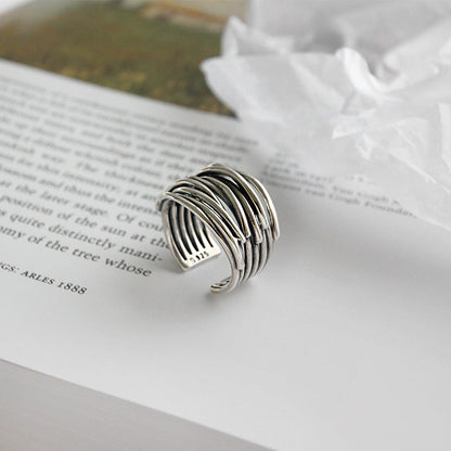 Nerea – Bague Argent Ajustable avec Couches