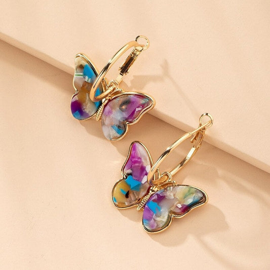 Alina – Boucles d'Oreilles Papillon avec Émail et Cristaux