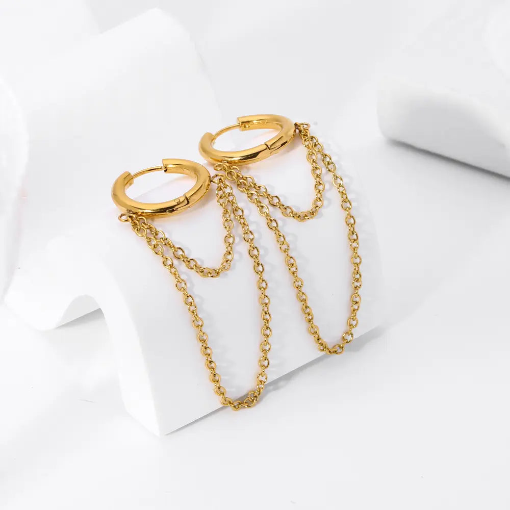 Roxane – Boucles d’Oreilles Chaîne Punk Plaquées Or