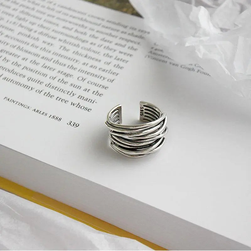 Elvie – Bague ajustable en argent à couches
