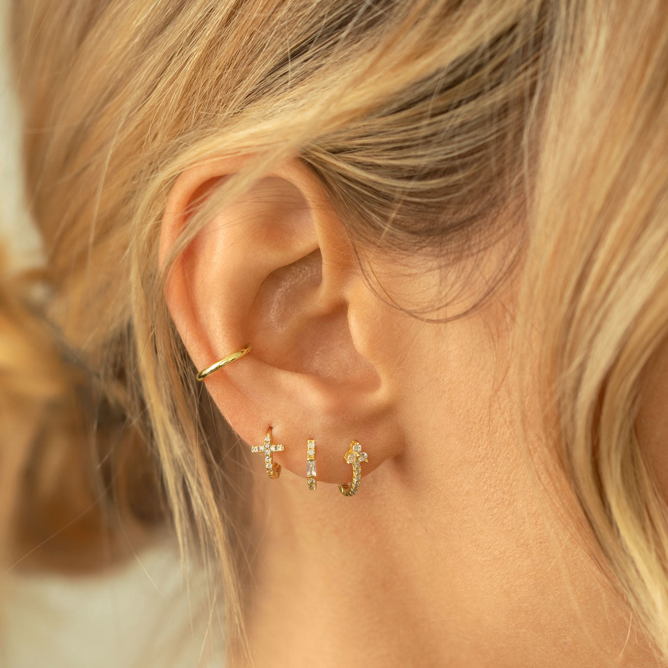Baguette Boucles d'oreilles en Cristal Blanc