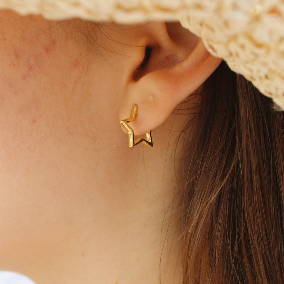 Boucles d'oreilles Huggie Étoile - Anneaux en étoile