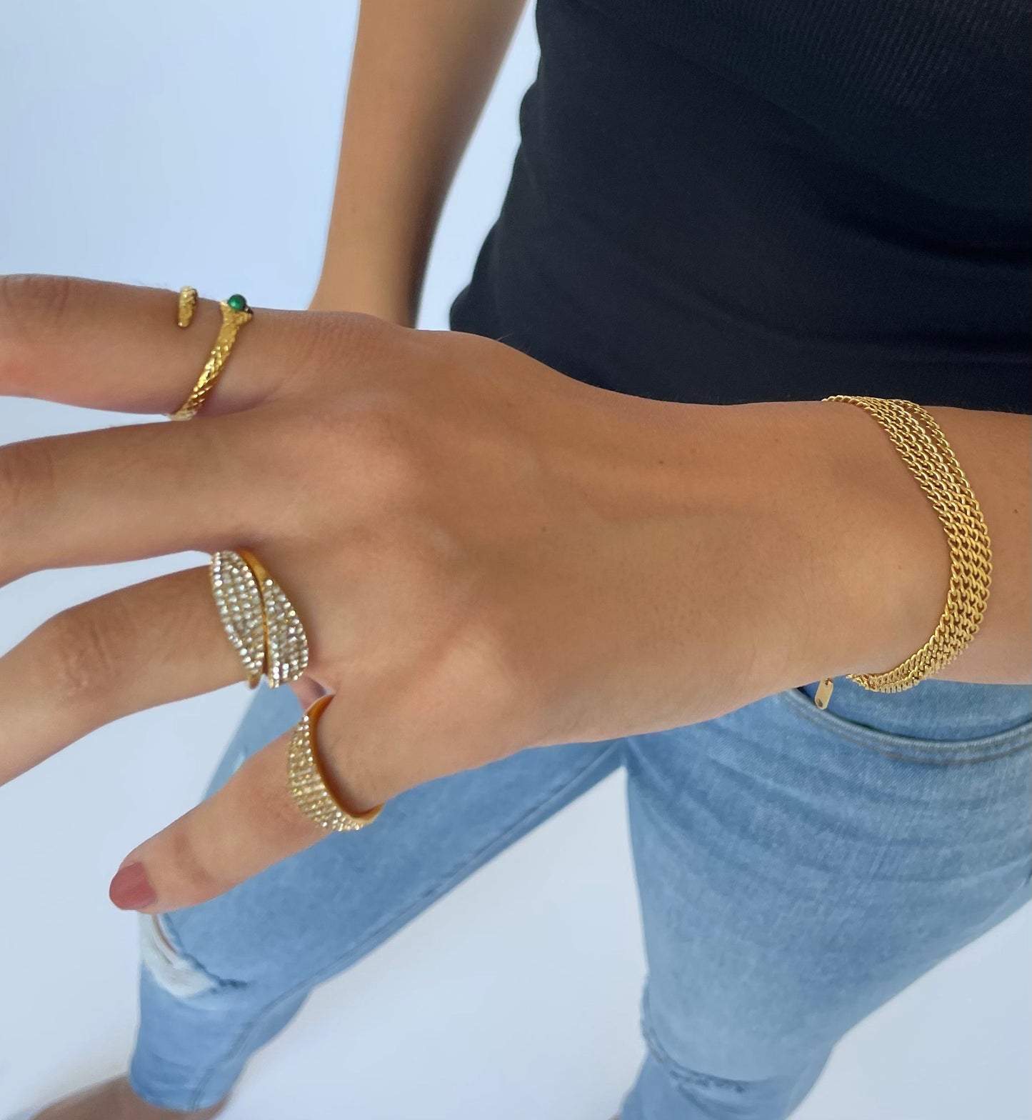 Isabelle – Bague serpent en acier inoxydable plaqué or