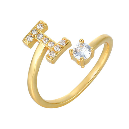 Hinako – Bague Initiale Ajustable Femme