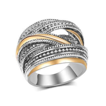 Geah – Bague Géométrique Bi-Couleur pour Femme