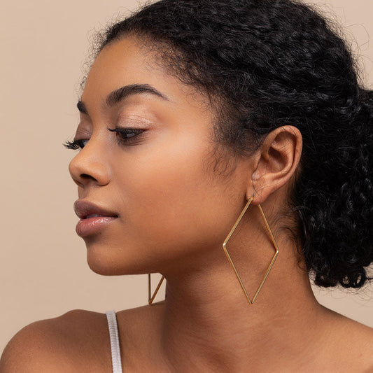Les boucles d'oreilles géométriques - Boucles d'oreilles en anneau carré