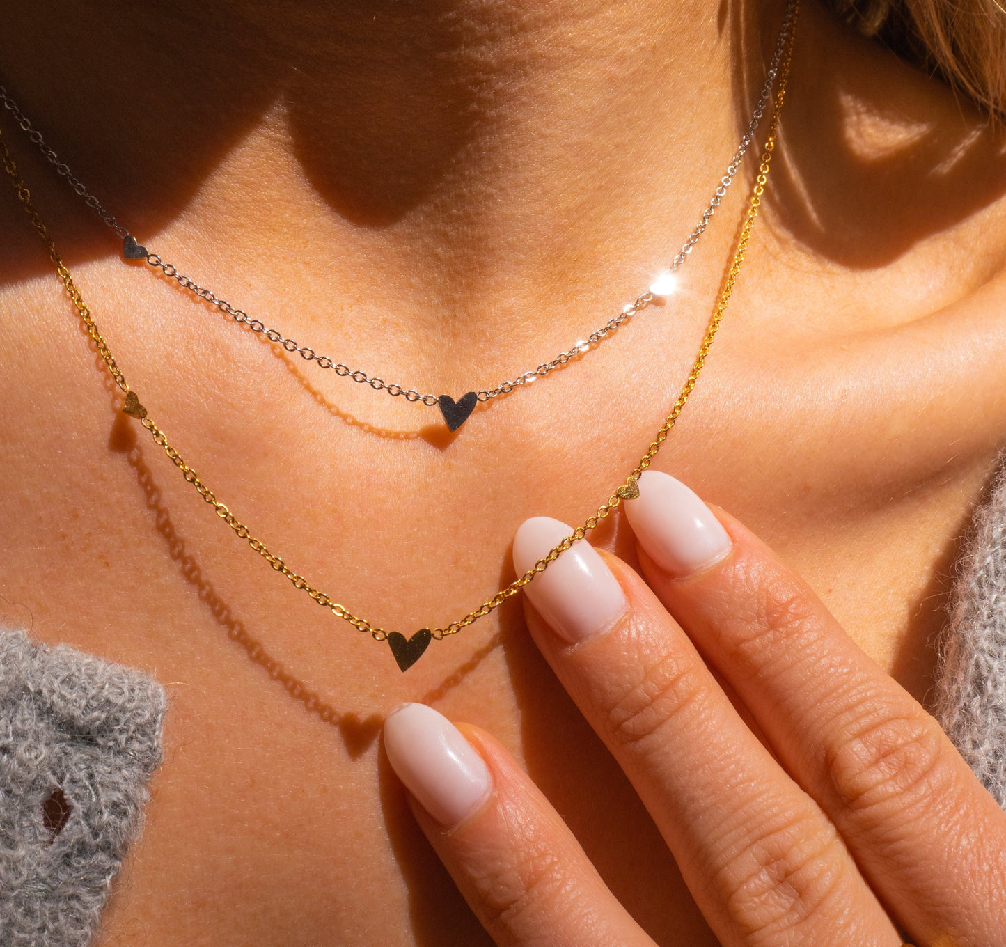 Collier Argenté Trois Cœurs