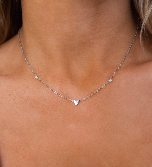 Collier Argenté Trois Cœurs