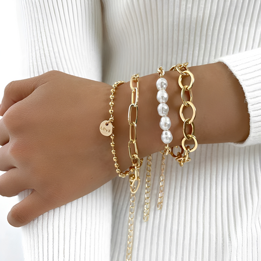 Anaya – Ensemble Vintage Bracelets Perles & Or