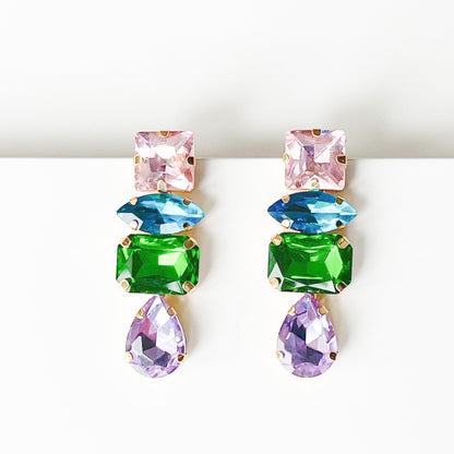 Iliana – Boucles d'Oreilles Pendantes Multi-Strass