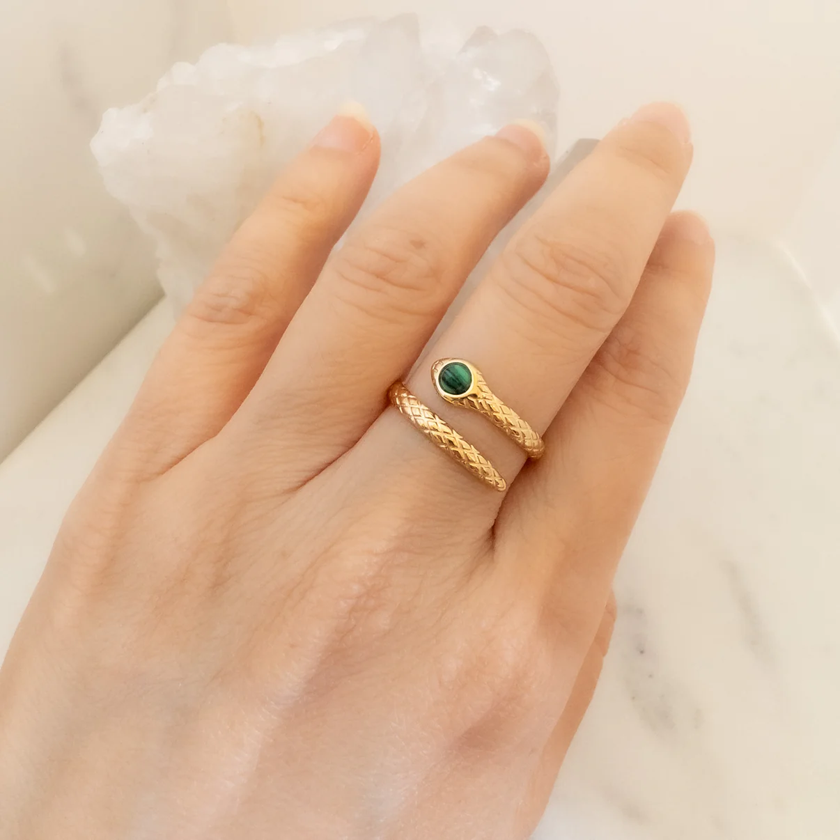 Isabelle – Bague serpent en acier inoxydable plaqué or