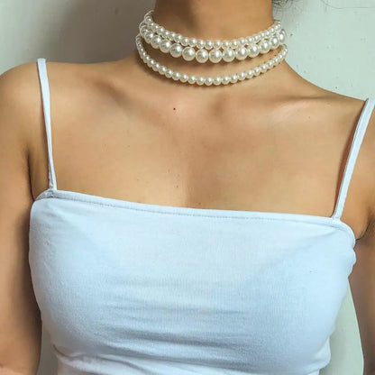 Collier Choker en Perles - Ensemble de 3 Colliers en Perles
