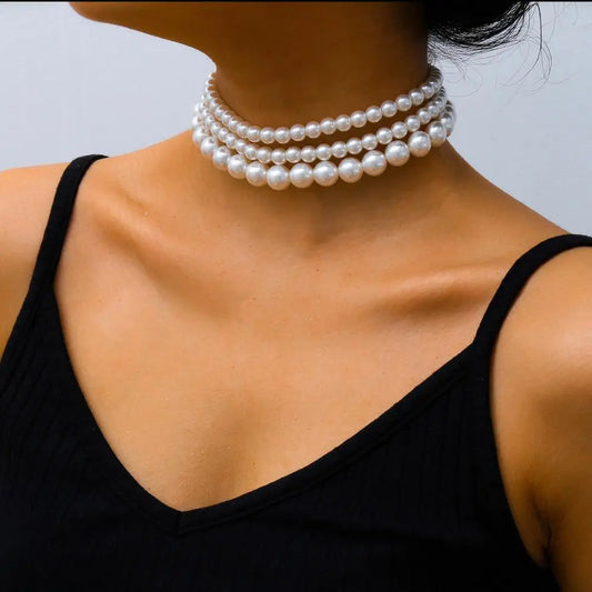 Collier Choker en Perles - Ensemble de 3 Colliers en Perles